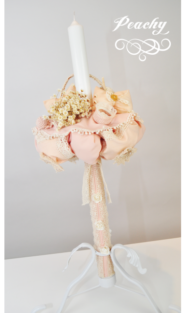Lumanare botez pentru fetite cu flori uscate, 65x4 cm, Romantico  7